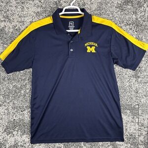 Pro Edge Polo Shirt Mens Large Short Sleeve Michigan Wolverines‎ Blue